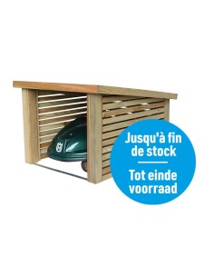 Houten overkapping voor robotmaaier