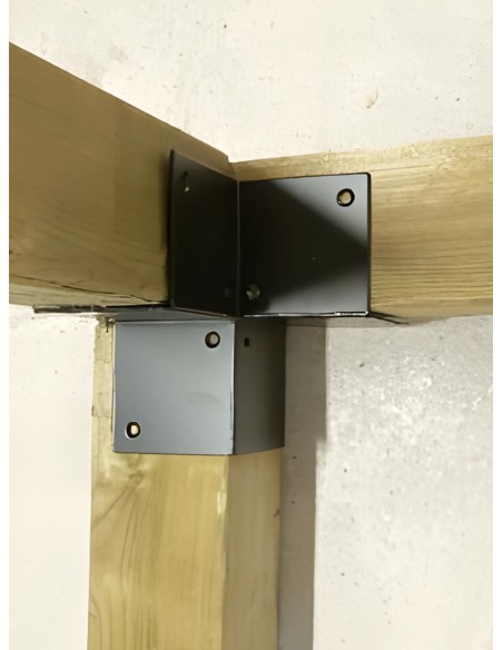 Equerre connexion poteau carré coin 9-12cm Noir