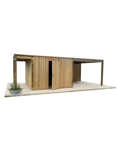 Tuinhuis Cubo met lamellen