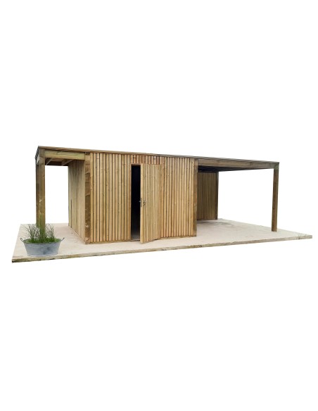 Tuinhuis Cubo met lamellen