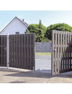 Geribde composietpoort WPC | Dubbele tuinpoort, op maat