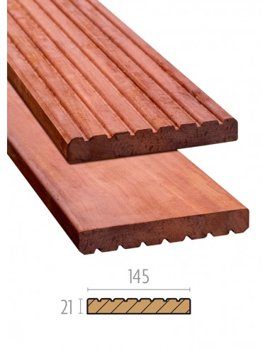 Planches de terrasse en bois exotique - à visser - rainurées et lisses