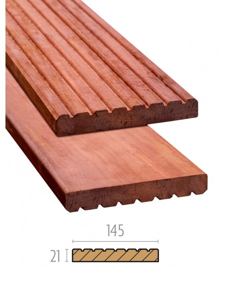 Tropisch hardhouten plank 21 of 28 x 145 mm om te schroeven