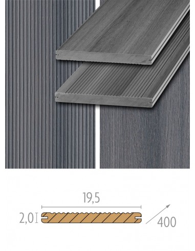 Planches de terrasse en bois composite Platinum gris - fixation invisible