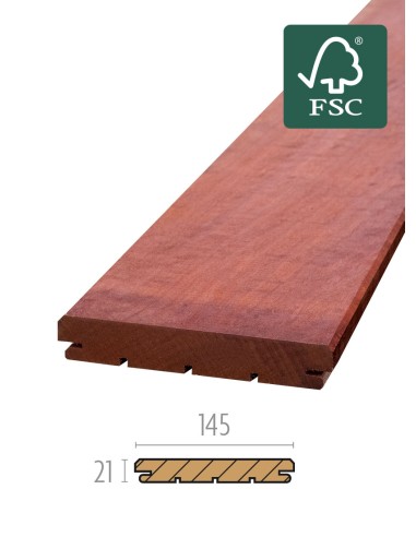 Planches de terrasse en bois exotique Afrikulu Mukulungu - fixation invisible B-Fix