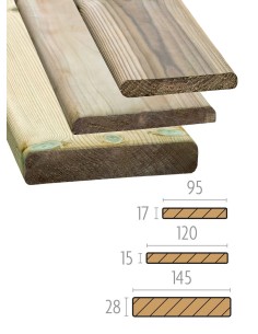 Planche sapin traité autoclave classe 4, lisse – 3 sections