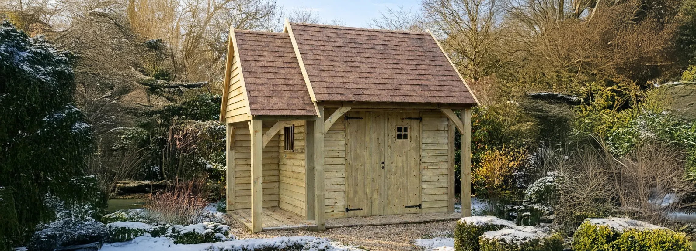 Abri de jardin Cottage avec avancée et annexe abri vélo