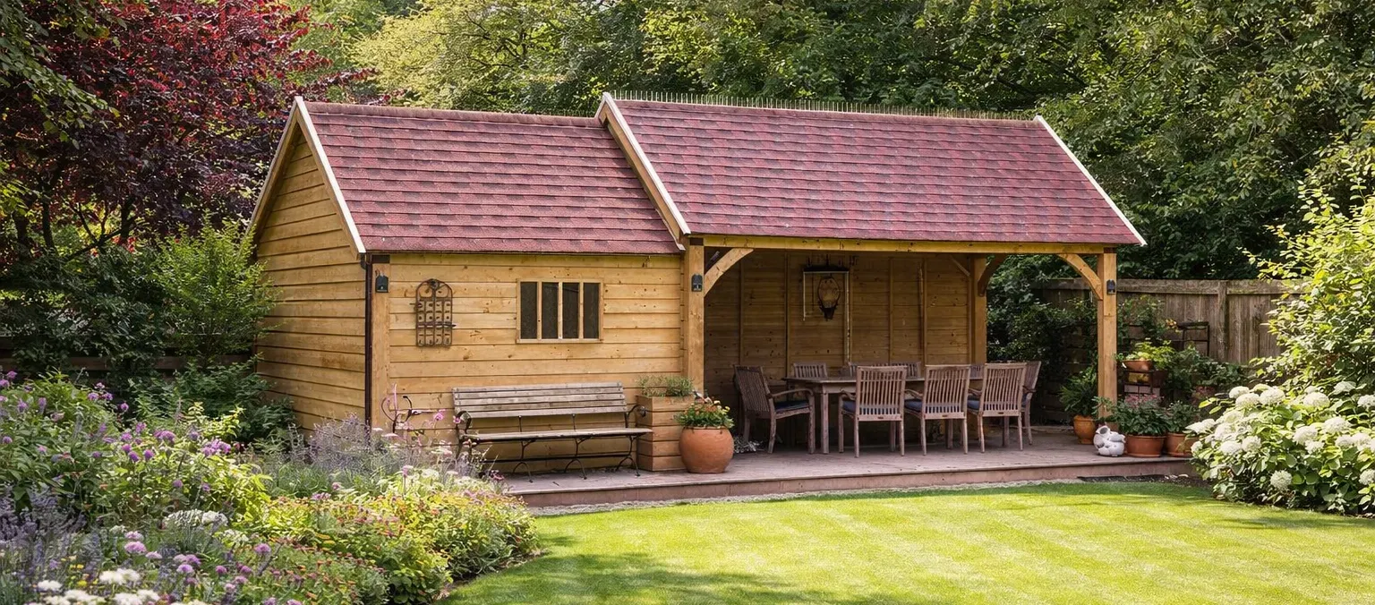 abri de jardin Cottage avec annexe ouverte