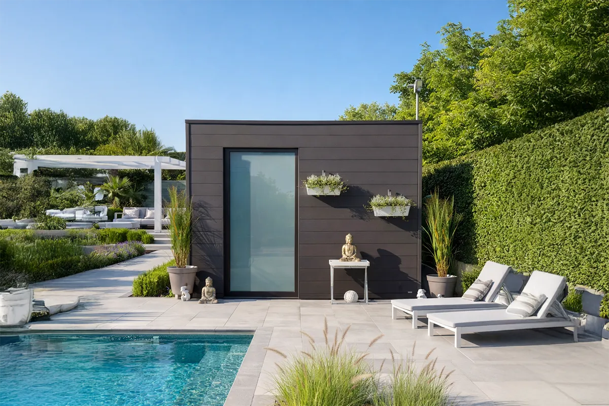 abri de jardin cube en bois composite