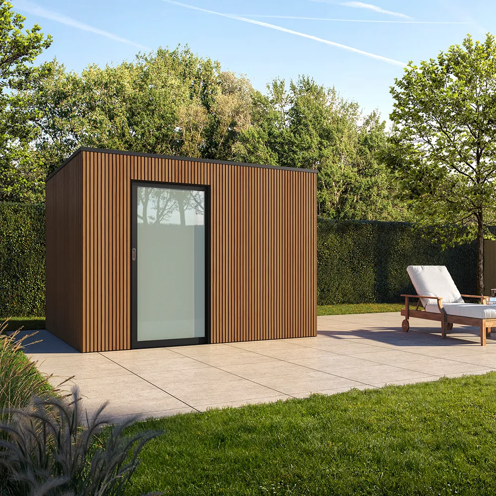 abri de jardin simple en bois composite - planches en relief