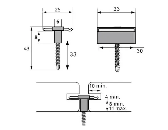 dimensions clips Cobra 8-25