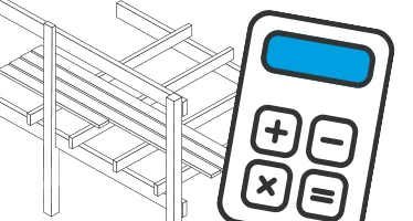 Illustratie die een constructieschema toont van een terras op palen met staanders, balken en draagbalken