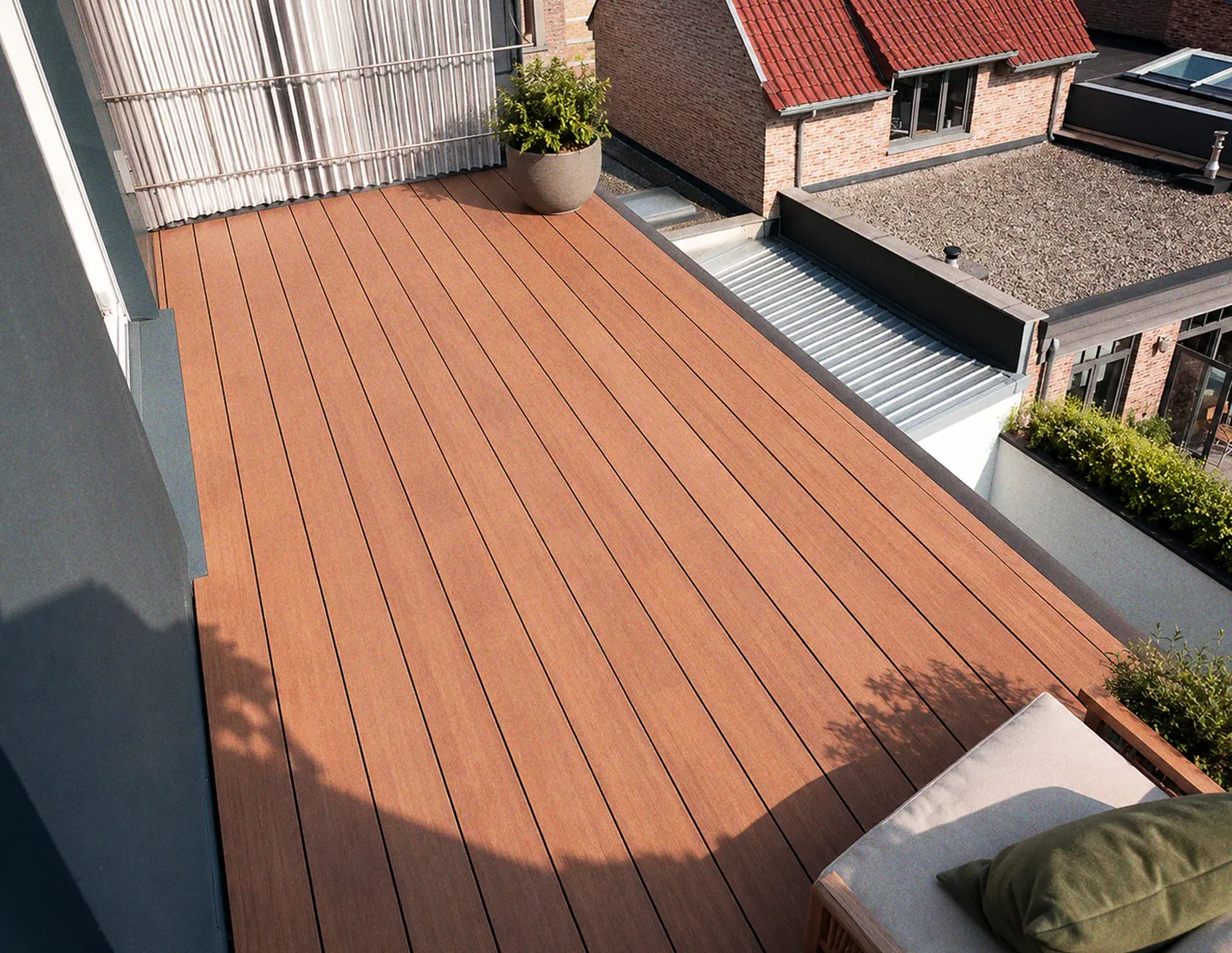 Mukulungu terras op Belgisch stadsbalkon met uitzicht op de daken
