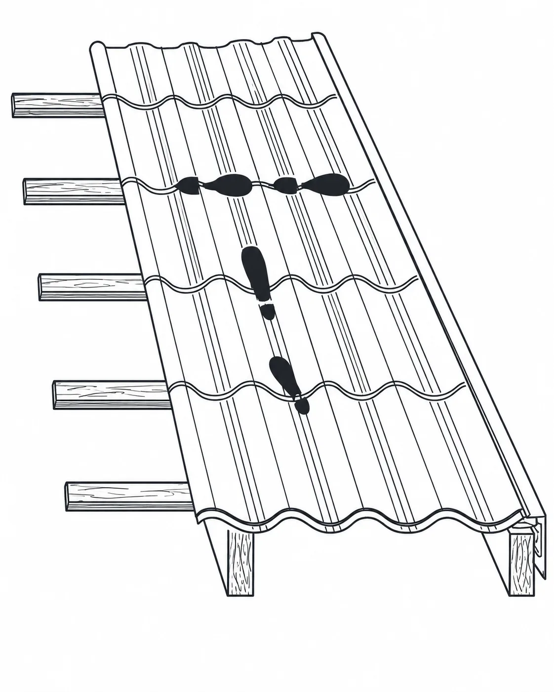Emplacement des pieds sur tuiles métalliques