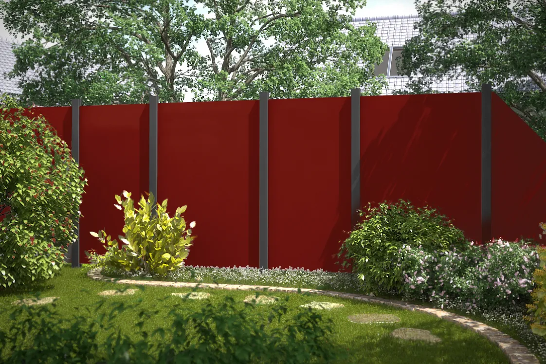 Rode aluminium tuinafscheidingspanelen.