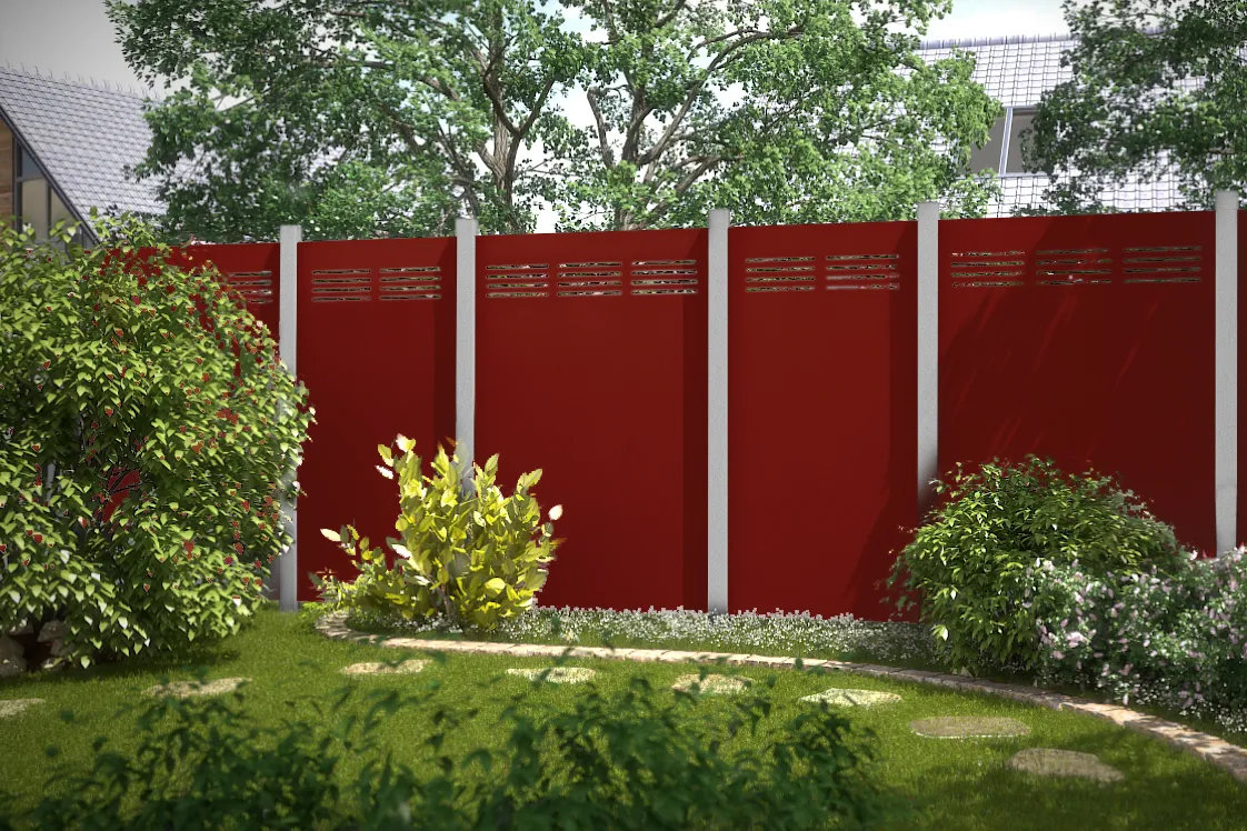 Rode aluminium tuinafscheiding.