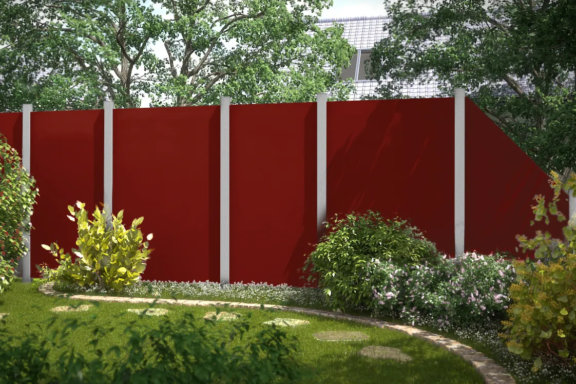 Rode eigendomsscheiding in aluminium.