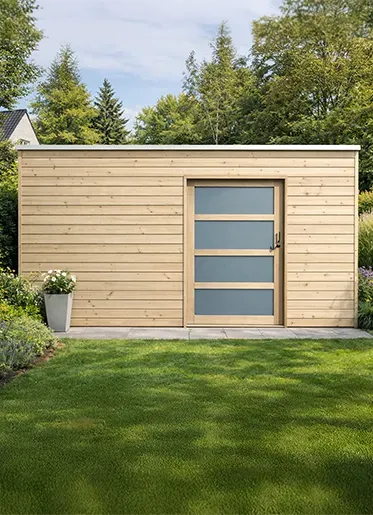 Tuinhuis van ge&iuml;mpregneerd sparrenhout met schuifdeur